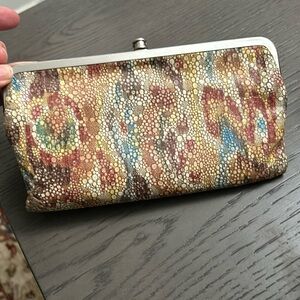 Hobo Lauren Clutch-Wallet Multicolor Embossed Snakeskin Leather Ikat